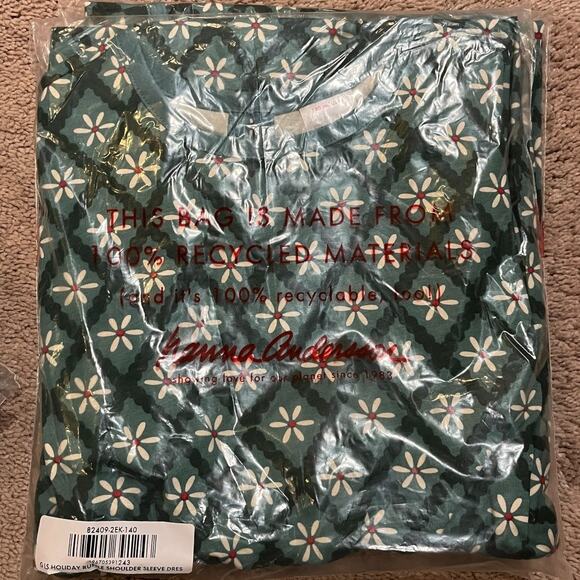 Hanna Andersson Holiday Ruffle Dress w/ Pockets 100% Cotton Green NIB Size 10 - Picture 3 of 3